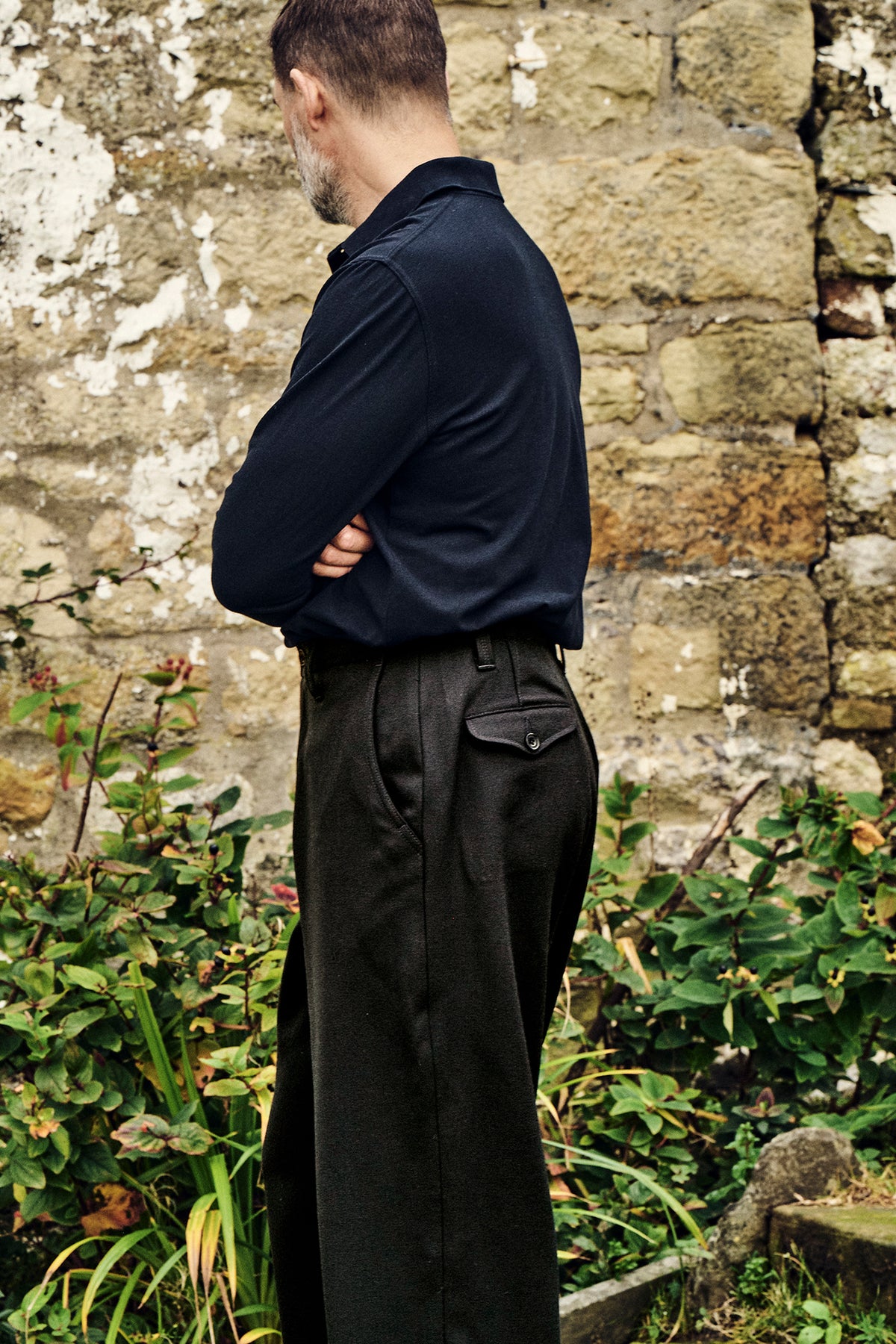 Mens Archie Wool Trousers - Black