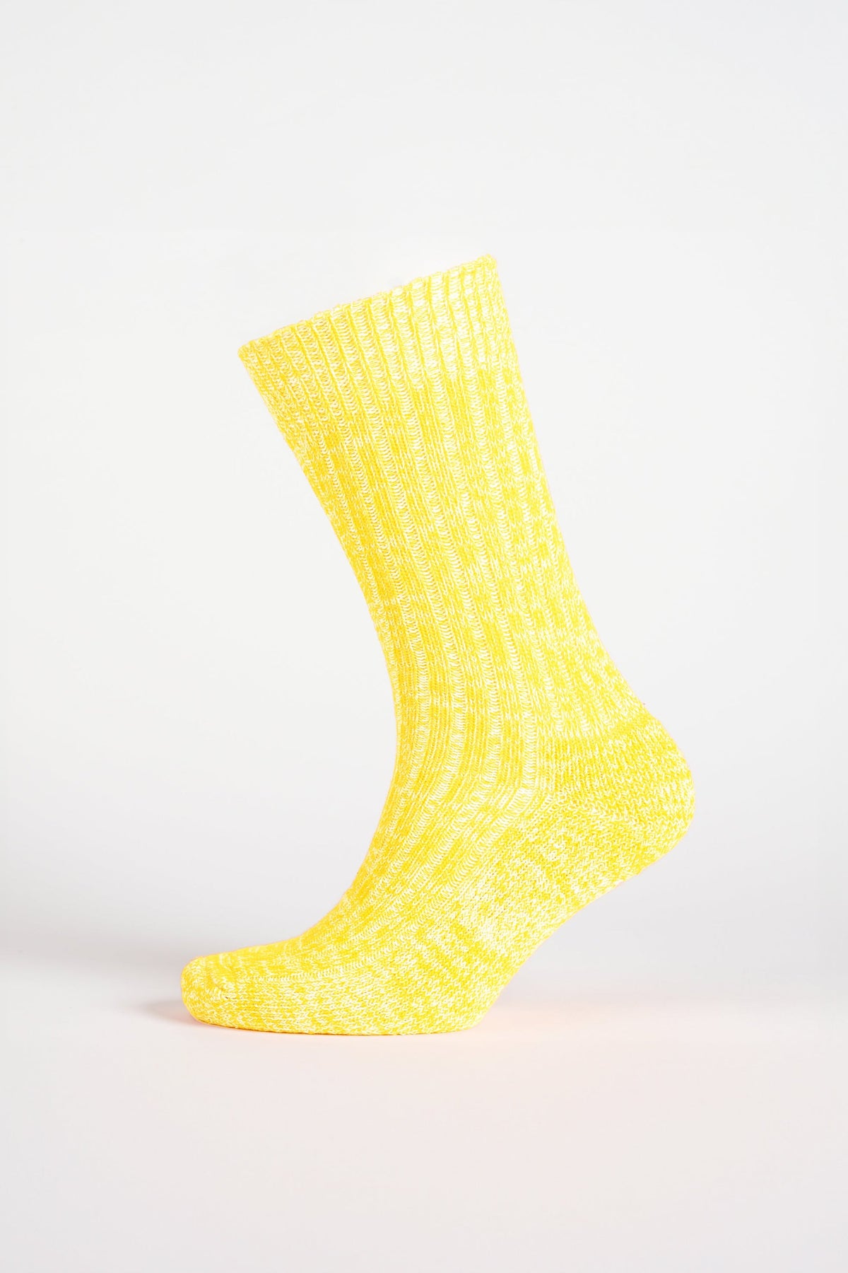 Cushioned Cotton Walking Sock - Canary Yellow/White
