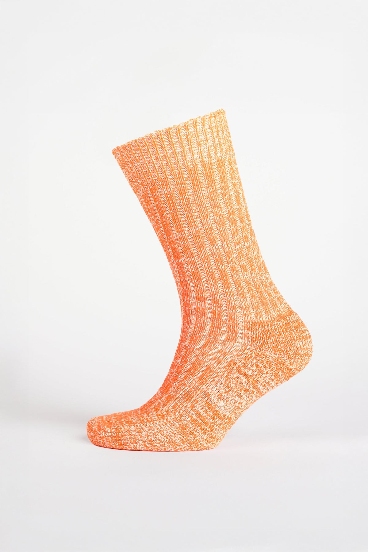 Cushioned Cotton Walking Sock - Orange/White