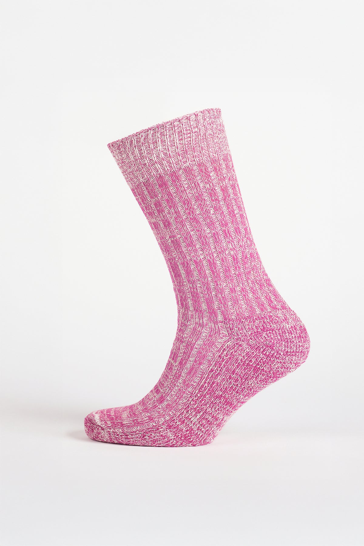 Pink and white sock on a white background