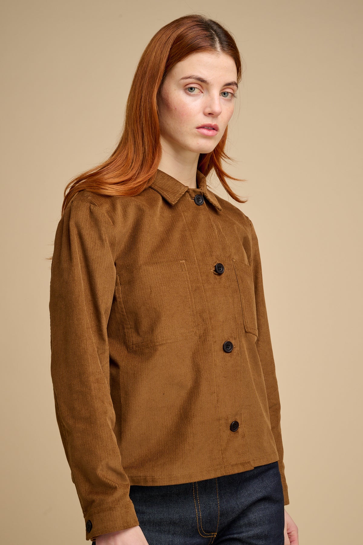 Womens Elena Corduroy Overshirt - Tan