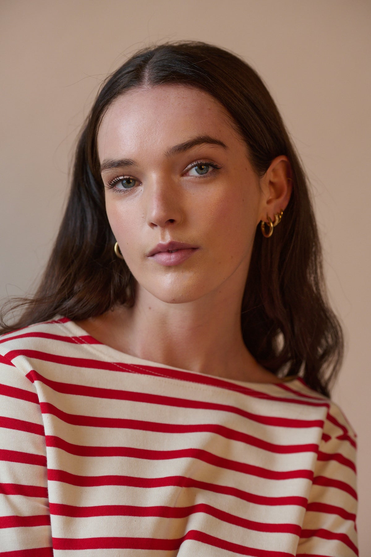 Womens Breton - Ecru/Flame Red