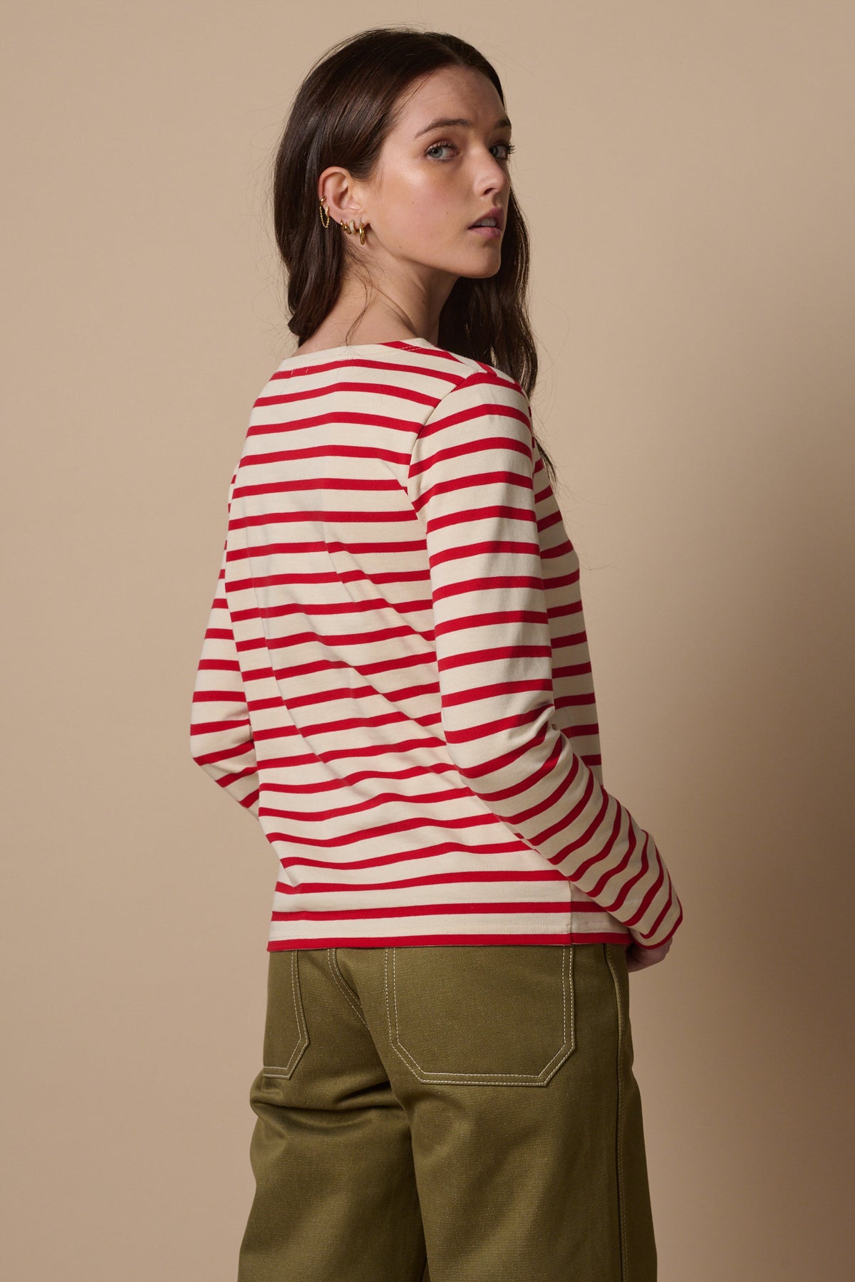 Womens Breton - Ecru/Flame Red