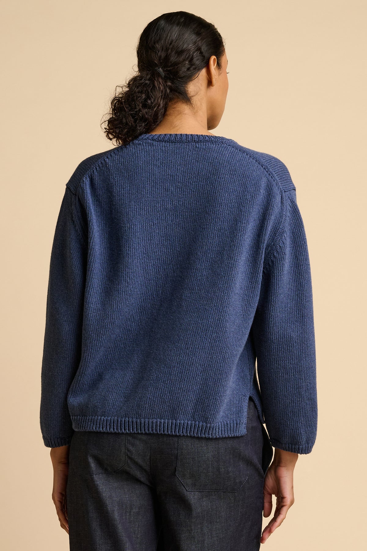 WOMENS COTTON CREW NECK - DENIM MARL