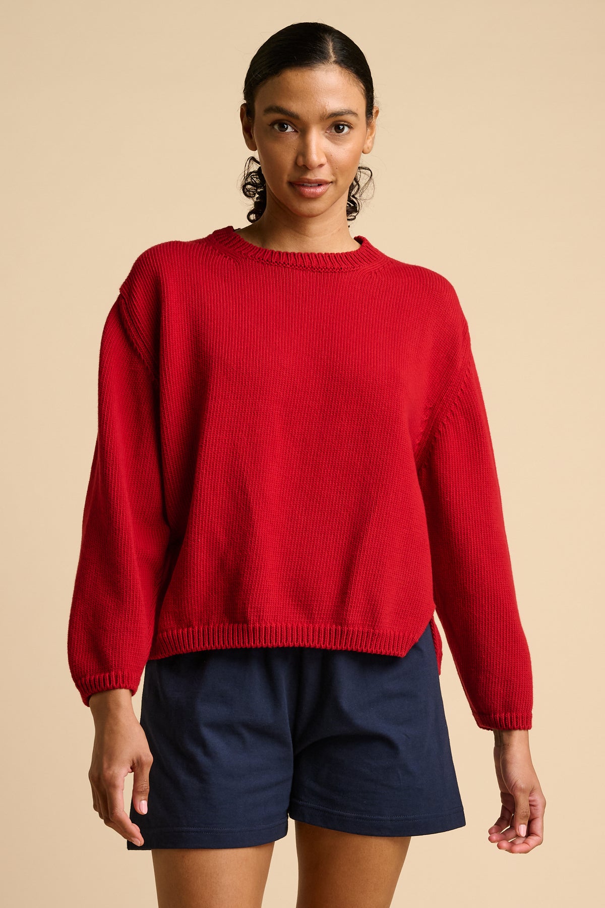 WOMENS COTTON CREW NECK - RED