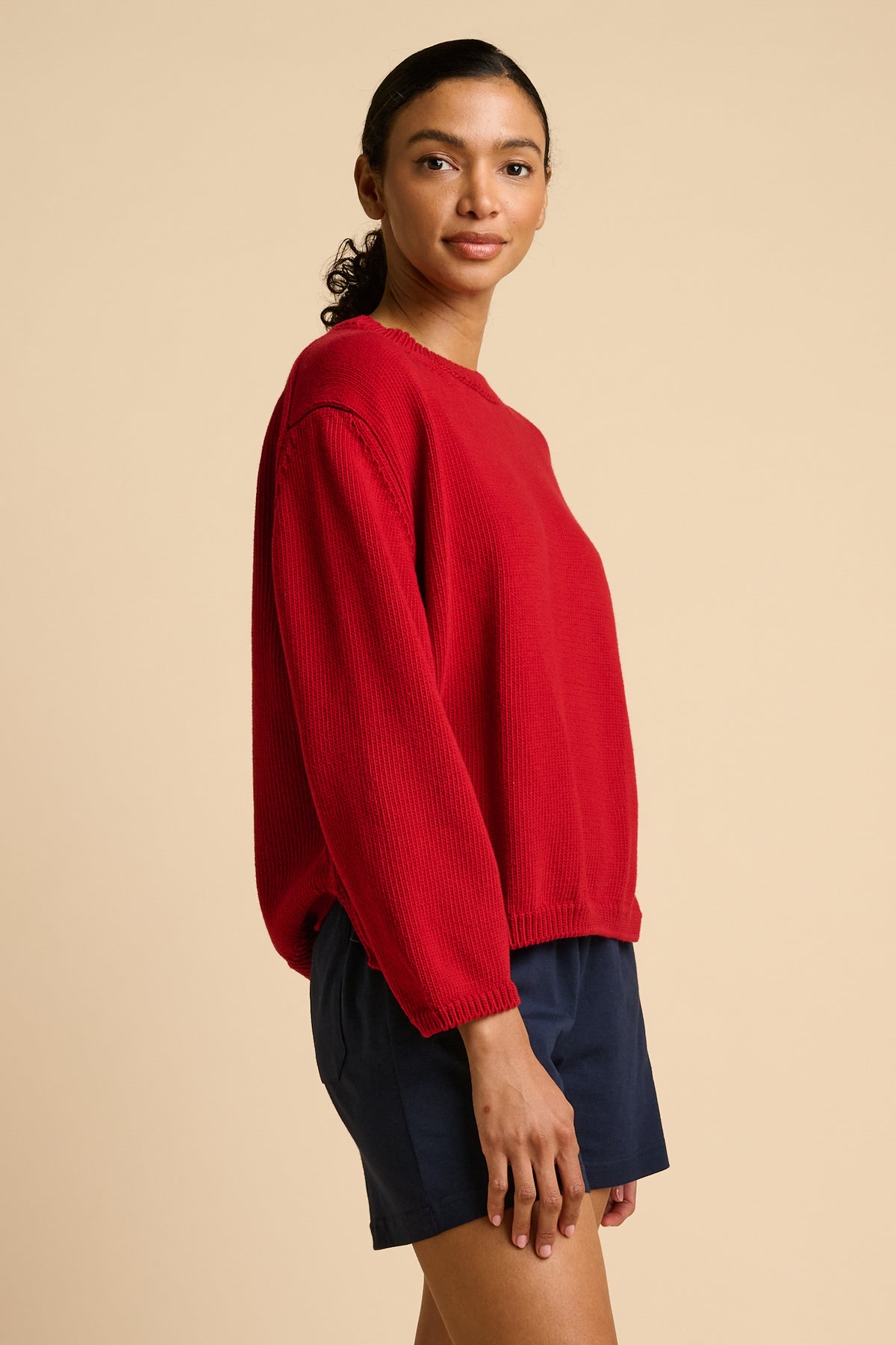 WOMENS COTTON CREW NECK - RED