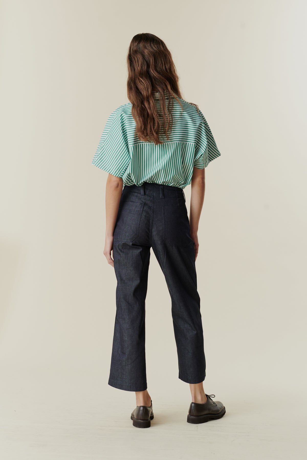 Women's Cropped Work Trousers - Denim