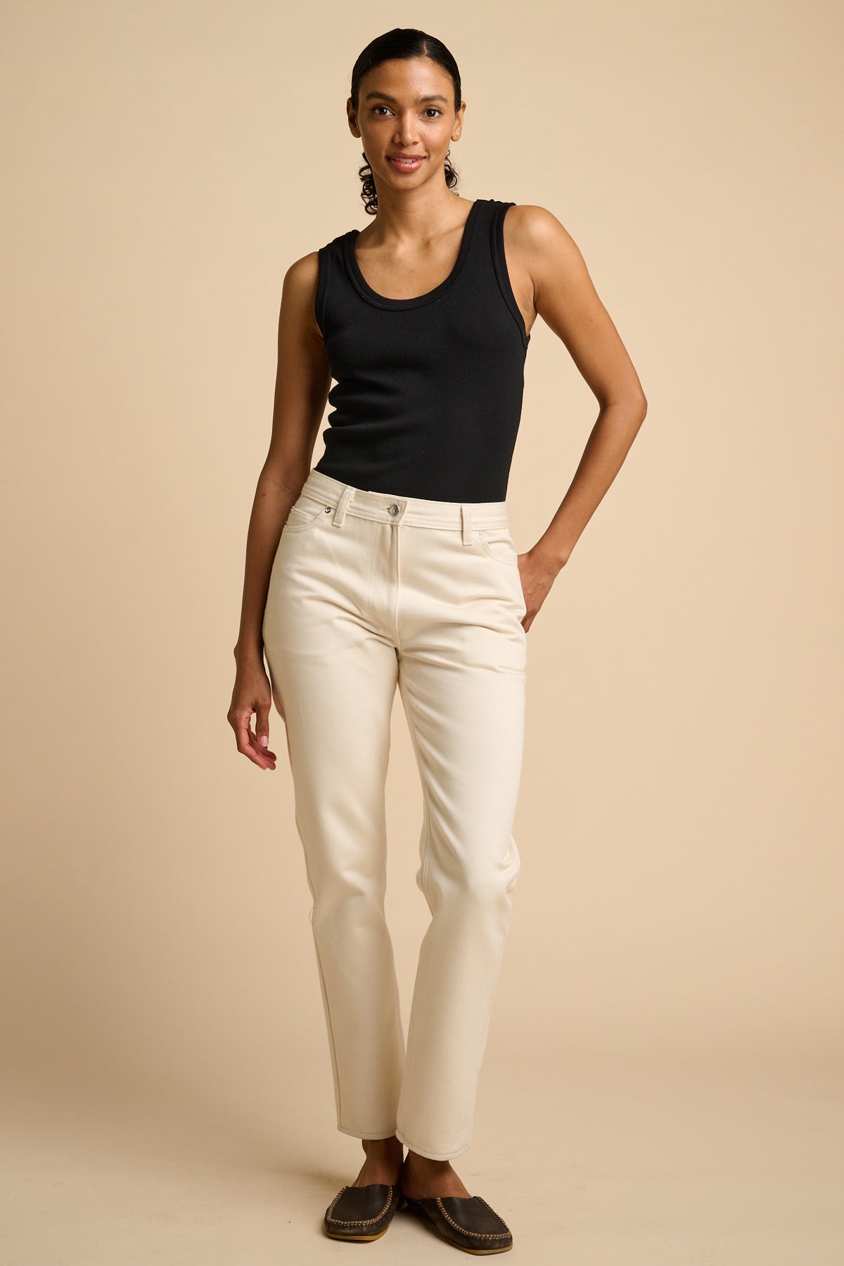 Women's Gloria Straight Leg High Rise Denim Jeans - Ecru