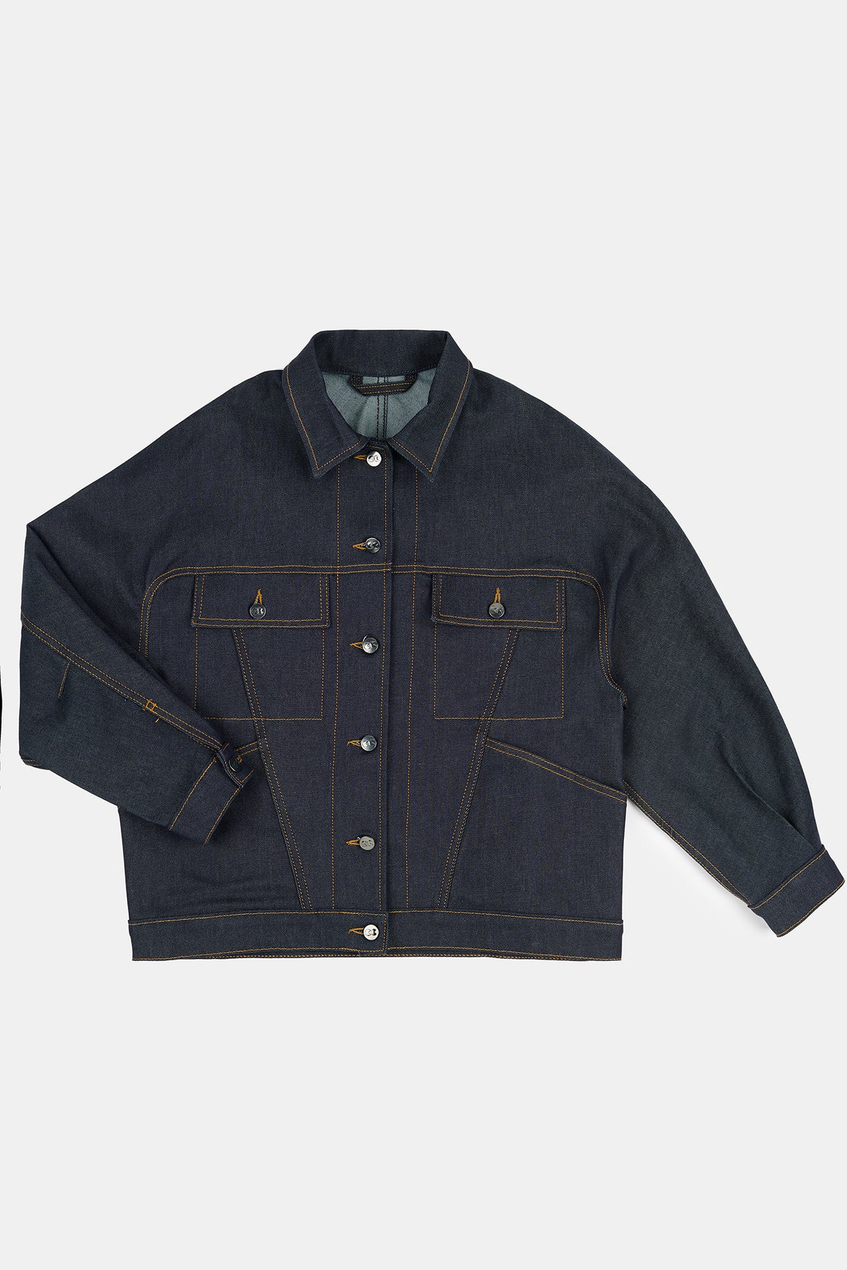Flatlay product shot of women's Jodie Denim Jacket in Indigo 