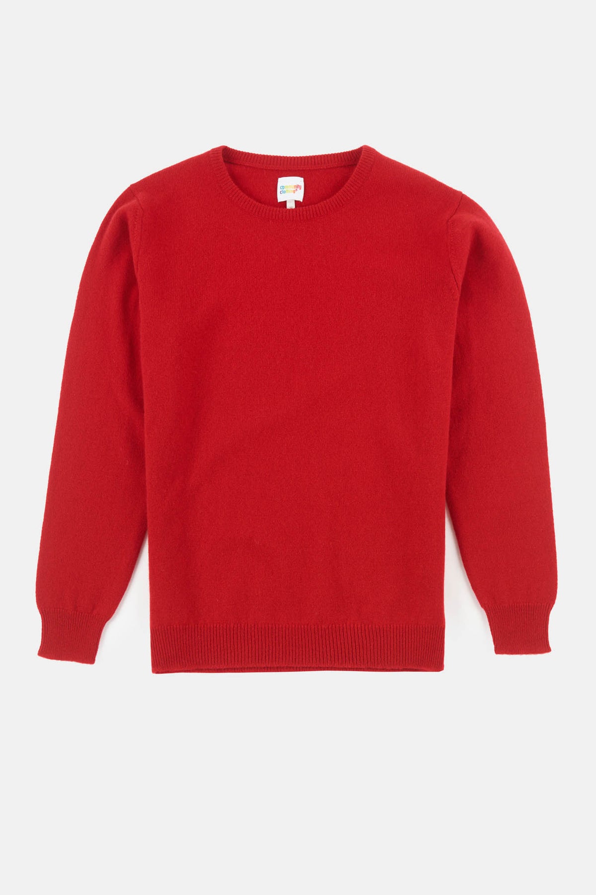 Women's lambswool crew neck in red flatlay