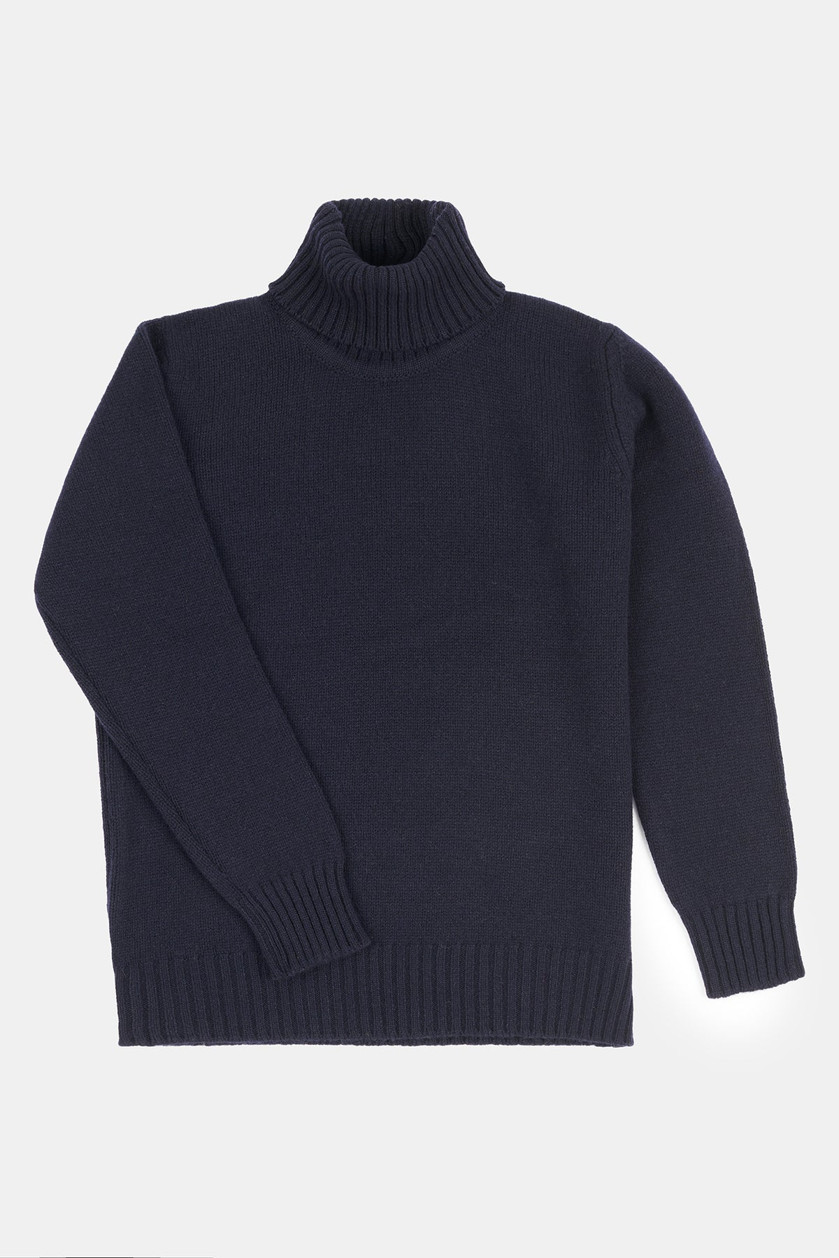Flatlay product image of women's lambswool roll neck in navy