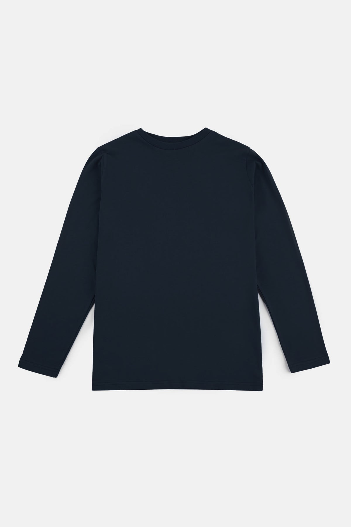 women's long sleeve t shirt in navy flatlay image