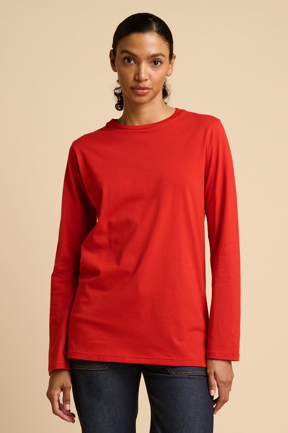 Womens Long Sleeve T Shirt Plastic Free - Crimson