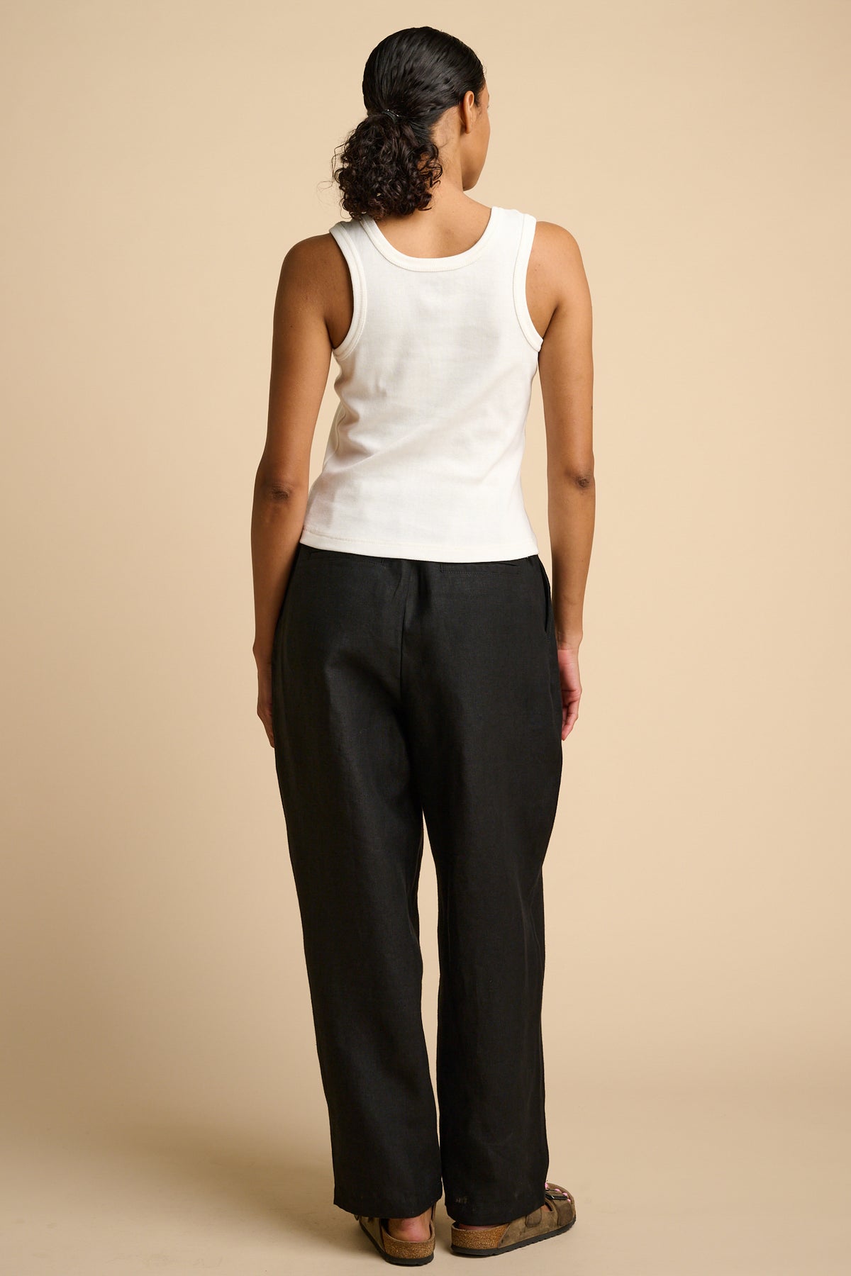 Women's Lorna Elasticated Waist Linen Trouser - Black
