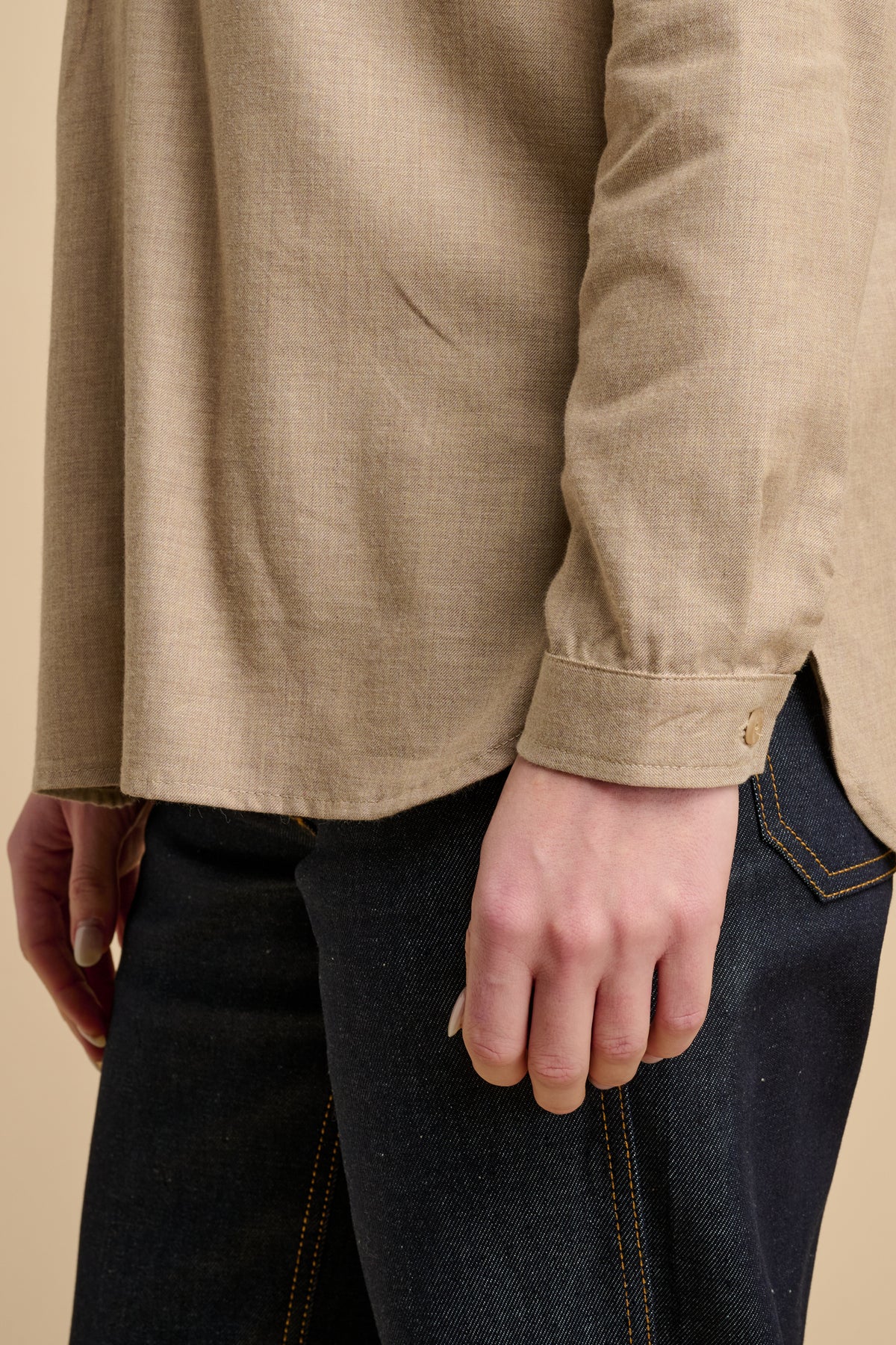Womens Olivia Half Placket Ltweight Shirt - LT Tan