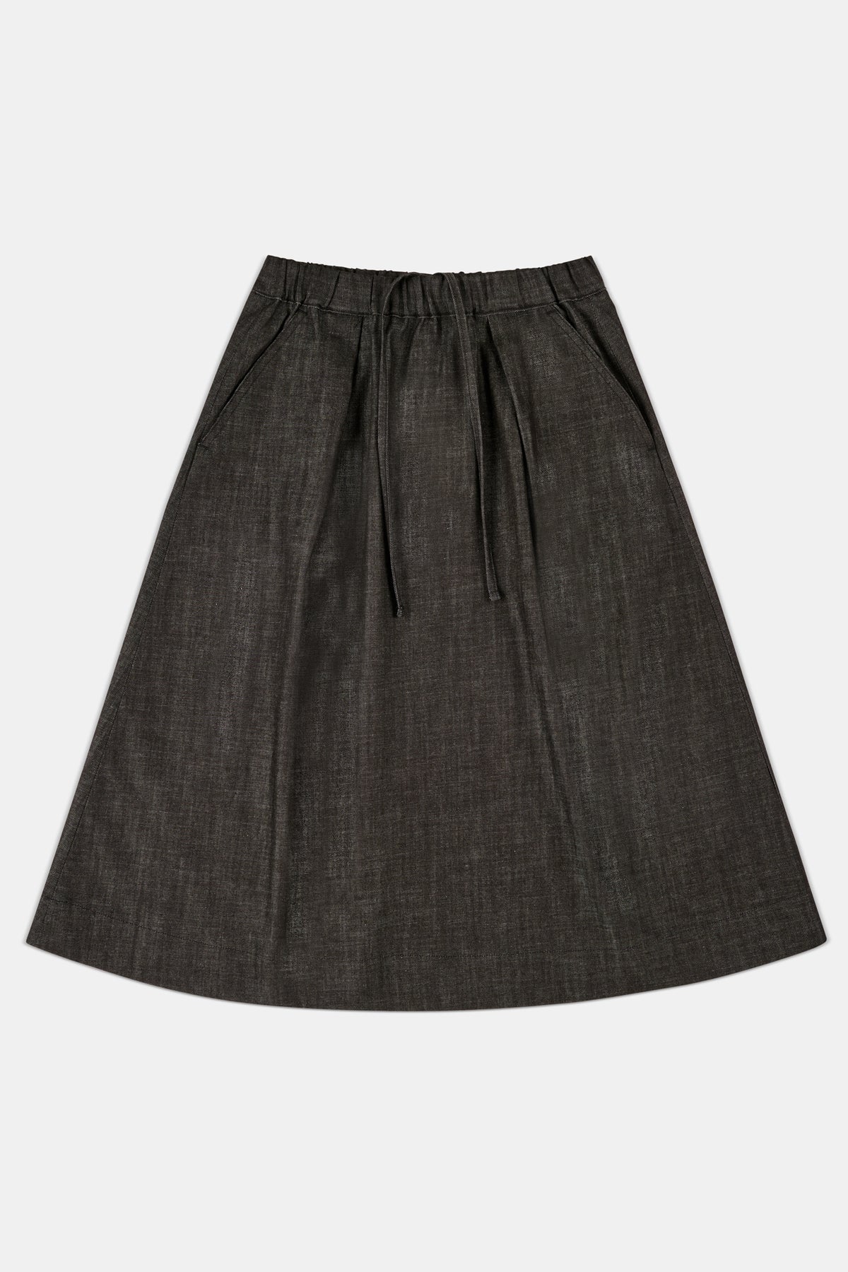 Lottie Full Denim Skirt - Black