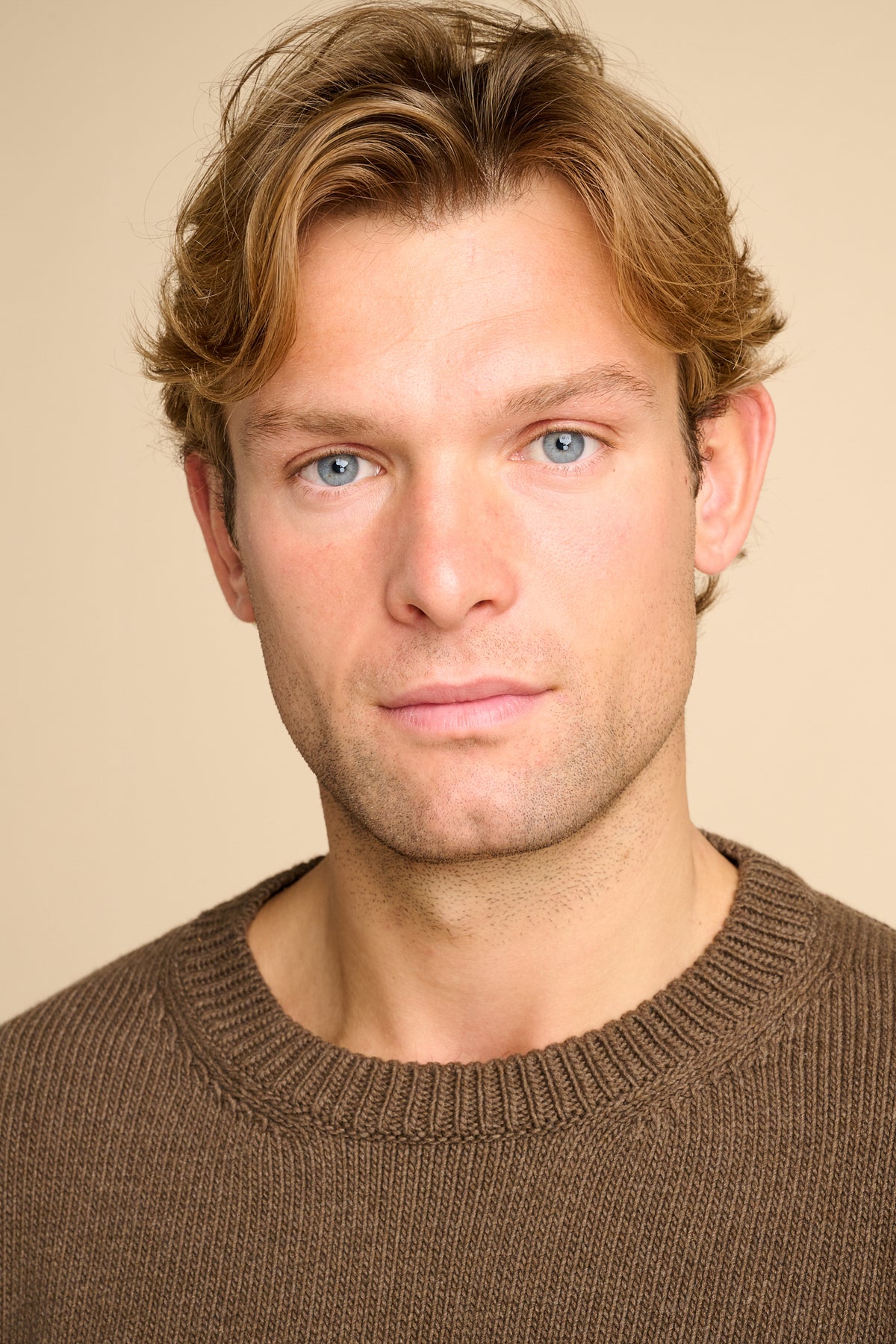 MENS COTTON CREW NECK - BROWN MARL