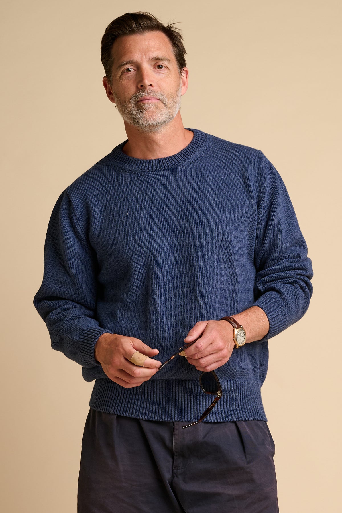 MENS COTTON CREW NECK - DENIM MARL