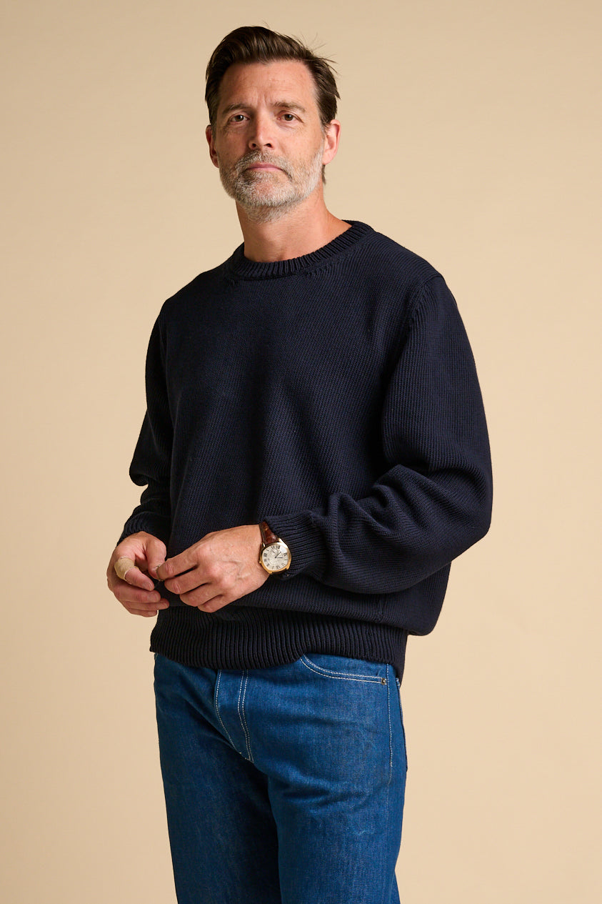 MENS COTTON CREW NECK - NAVY