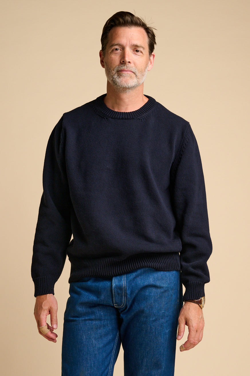 MENS COTTON CREW NECK - NAVY