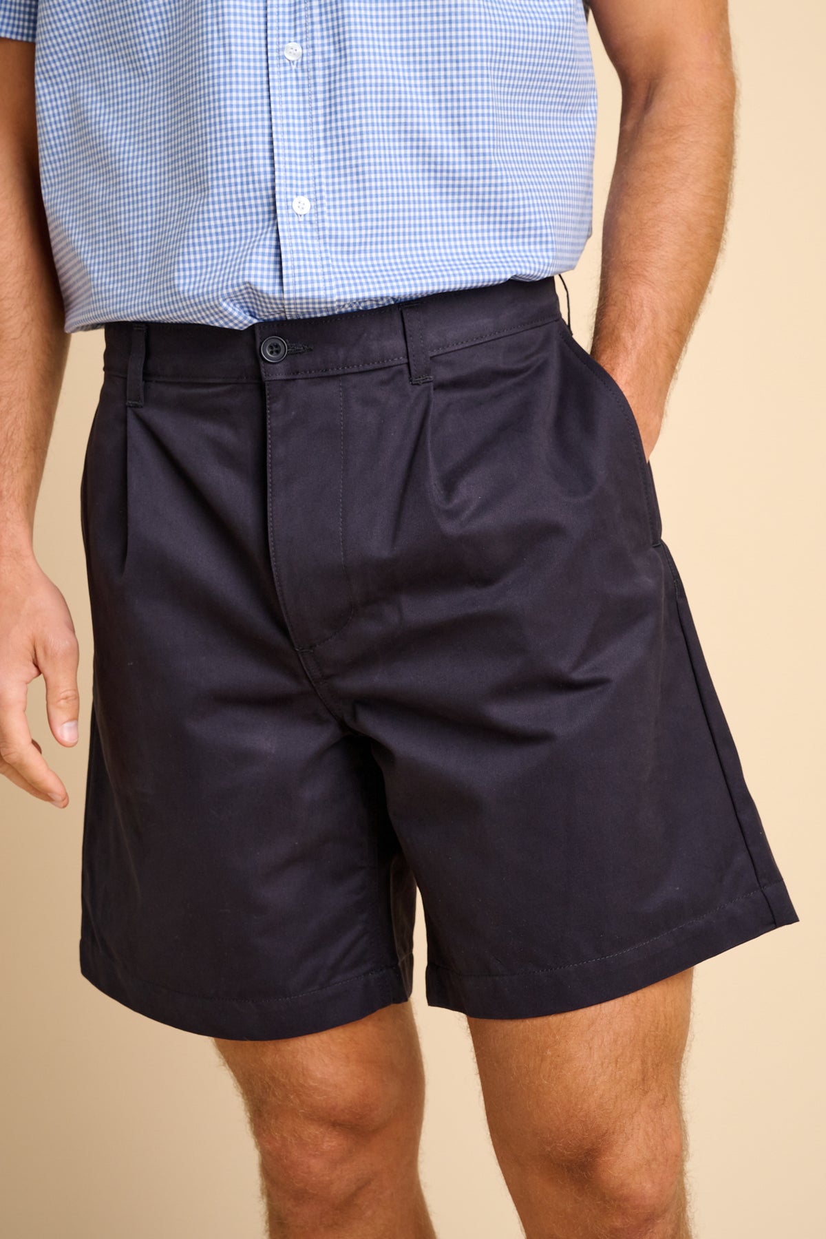 Men's Pleated Shorts - Navy