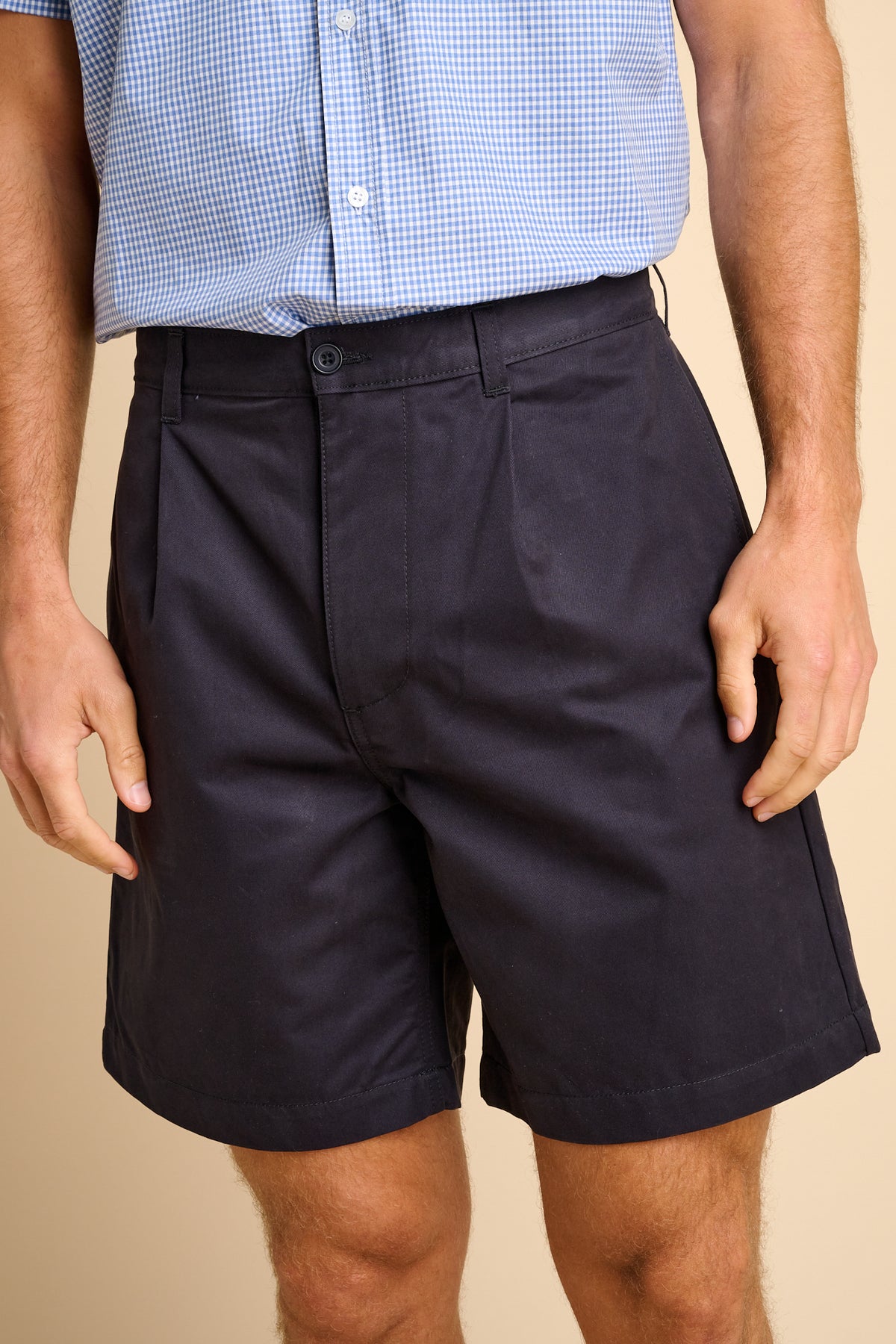 Men's Pleated Shorts - Navy