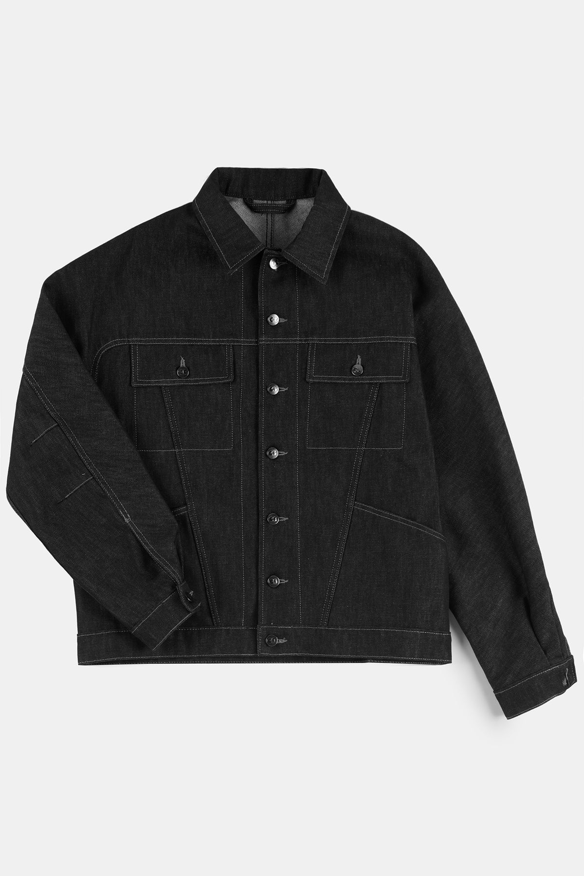 Flatlay product shot of men's Joe denim jacket in black