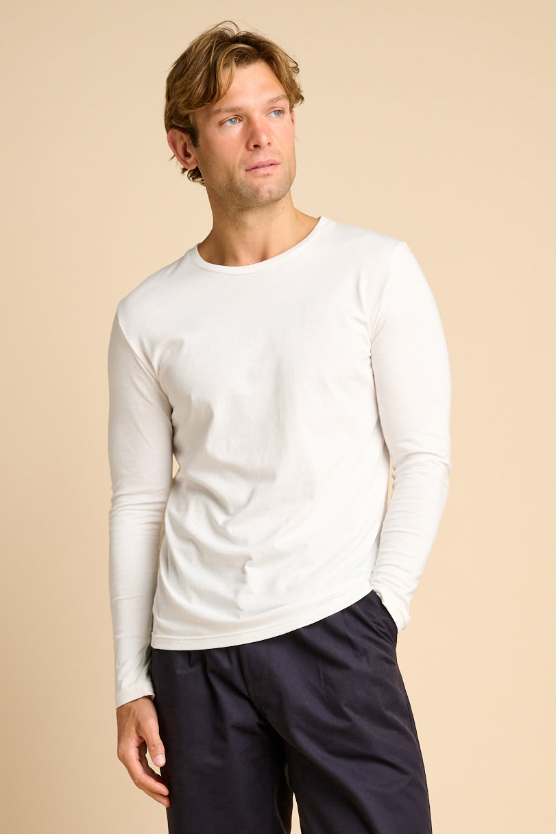 Men's Long Sleeve T Shirt Plastic Free - Bone