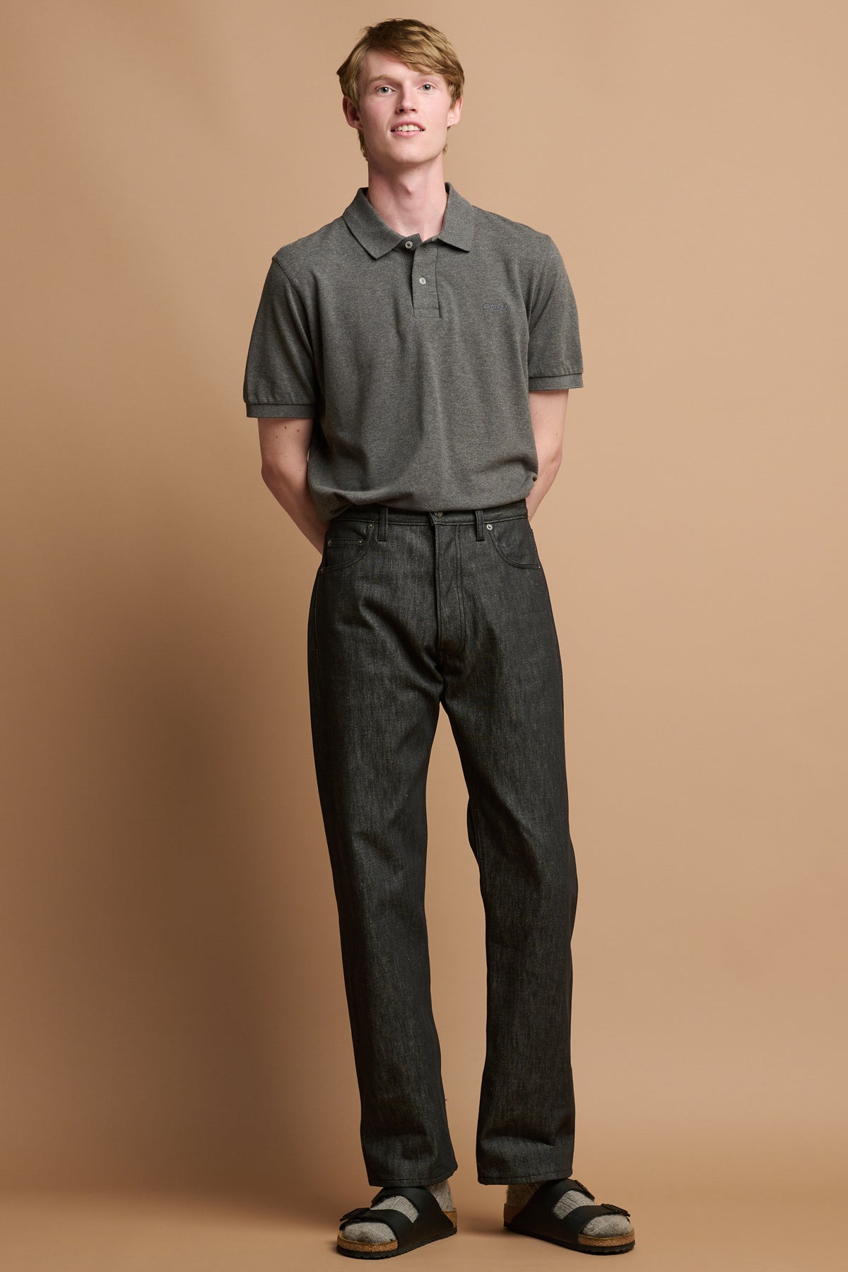 Men's Arran Loose Fit Button Fly Denim Jean - Black