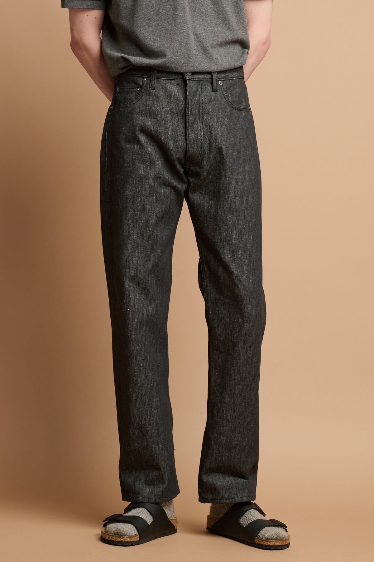 Men's Arran Loose Fit Button Fly Denim Jean - Black