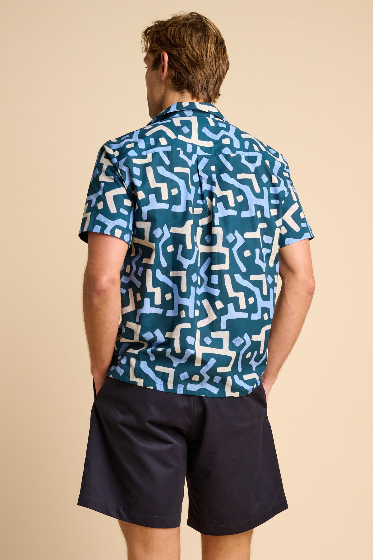 MARC KUBA SHORT SLEEVE BOWLING SHIRT - BLUE