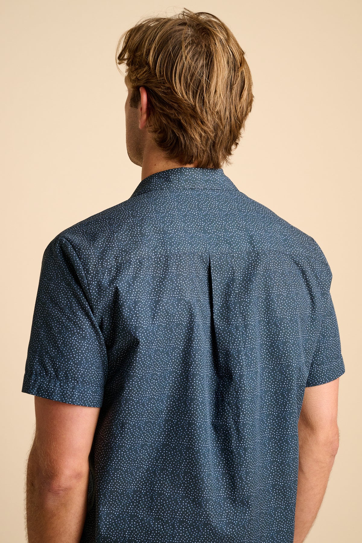 MARC POLKA DOT SHORT SLEEVE BOWLING SHIRT - NAVY