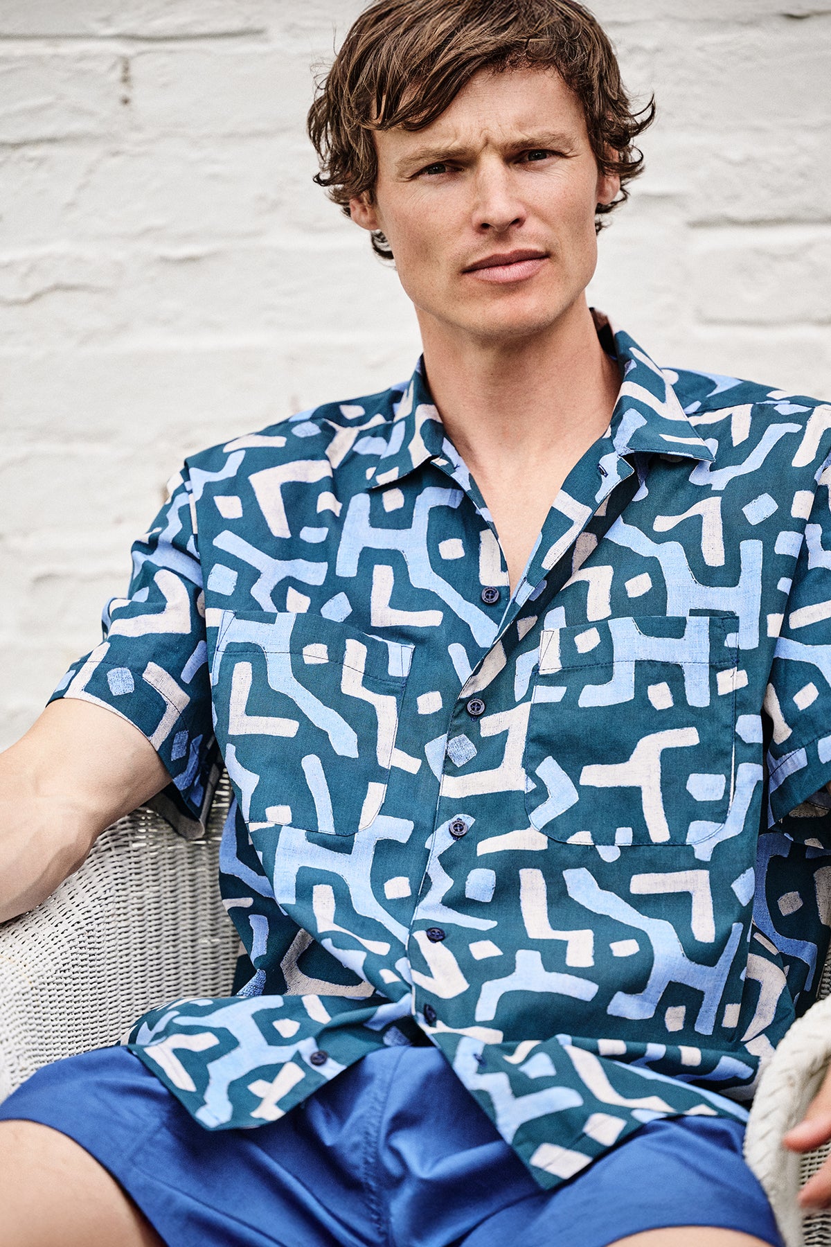 MARC KUBA SHORT SLEEVE BOWLING SHIRT - BLUE