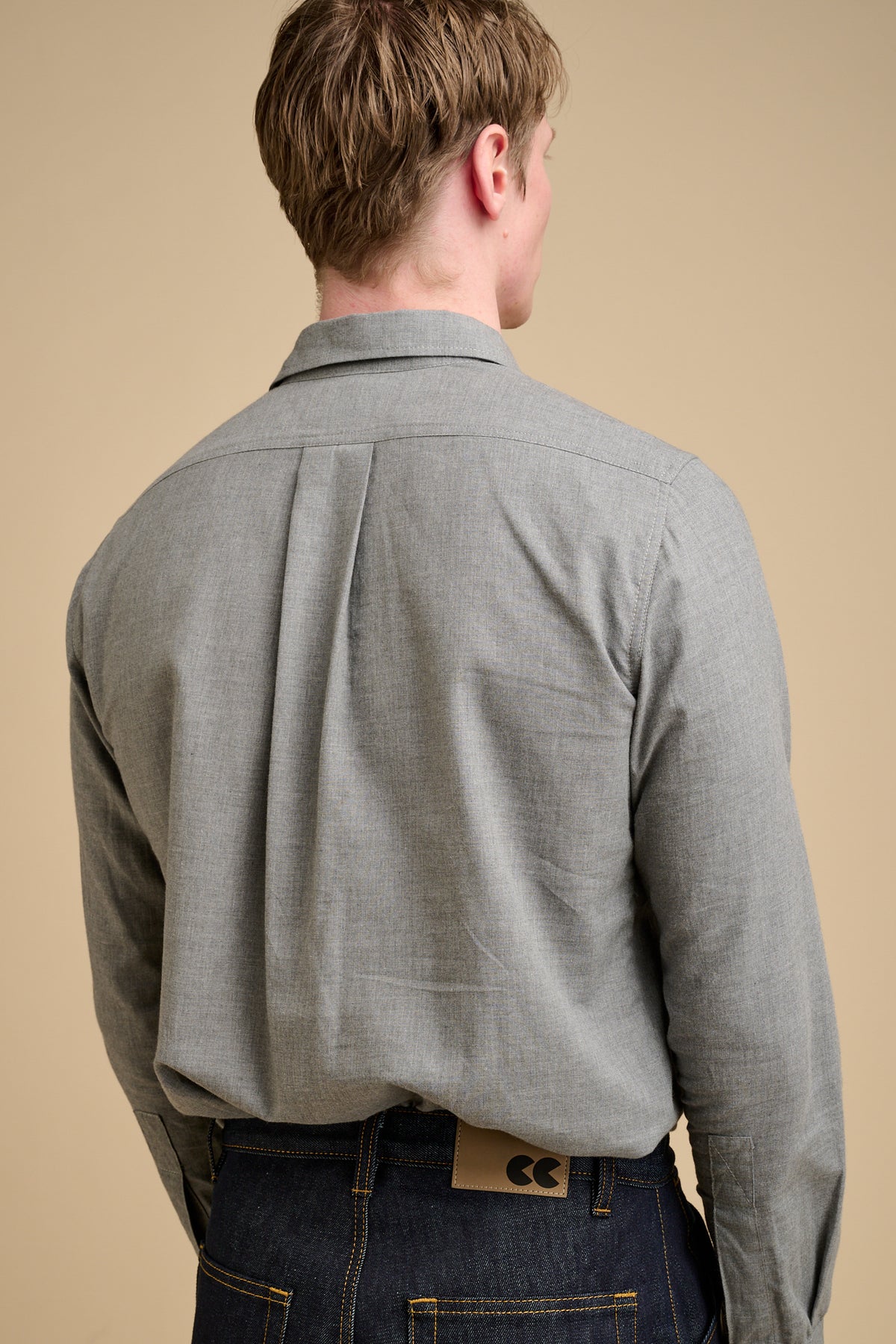 Mens Oli Half Placket Brushed Ctn Shirt - Grey