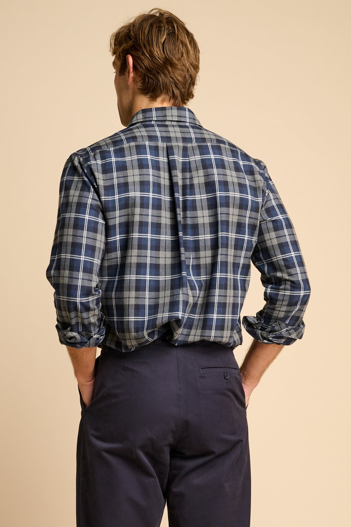 Oli Half Placket Cotton Shirt Blue Multi Check