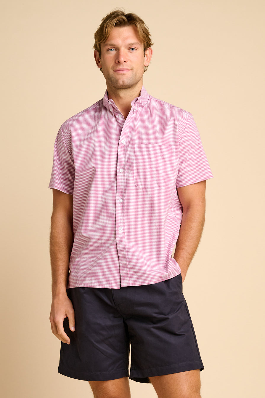 RALPH SHORT SLEEVE BUTTON DOWN COLLAR SHIRT - RED