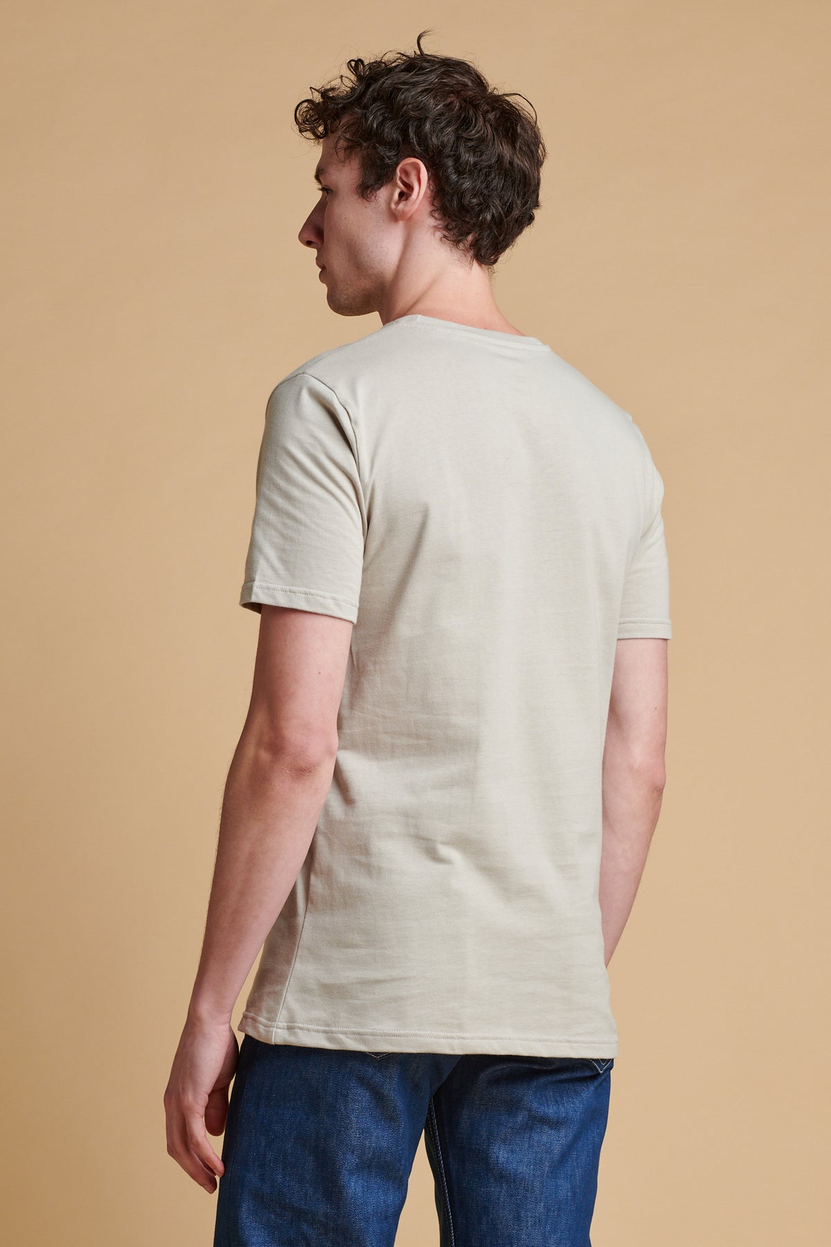 Mens Short Sleeve T Shirt - Stone