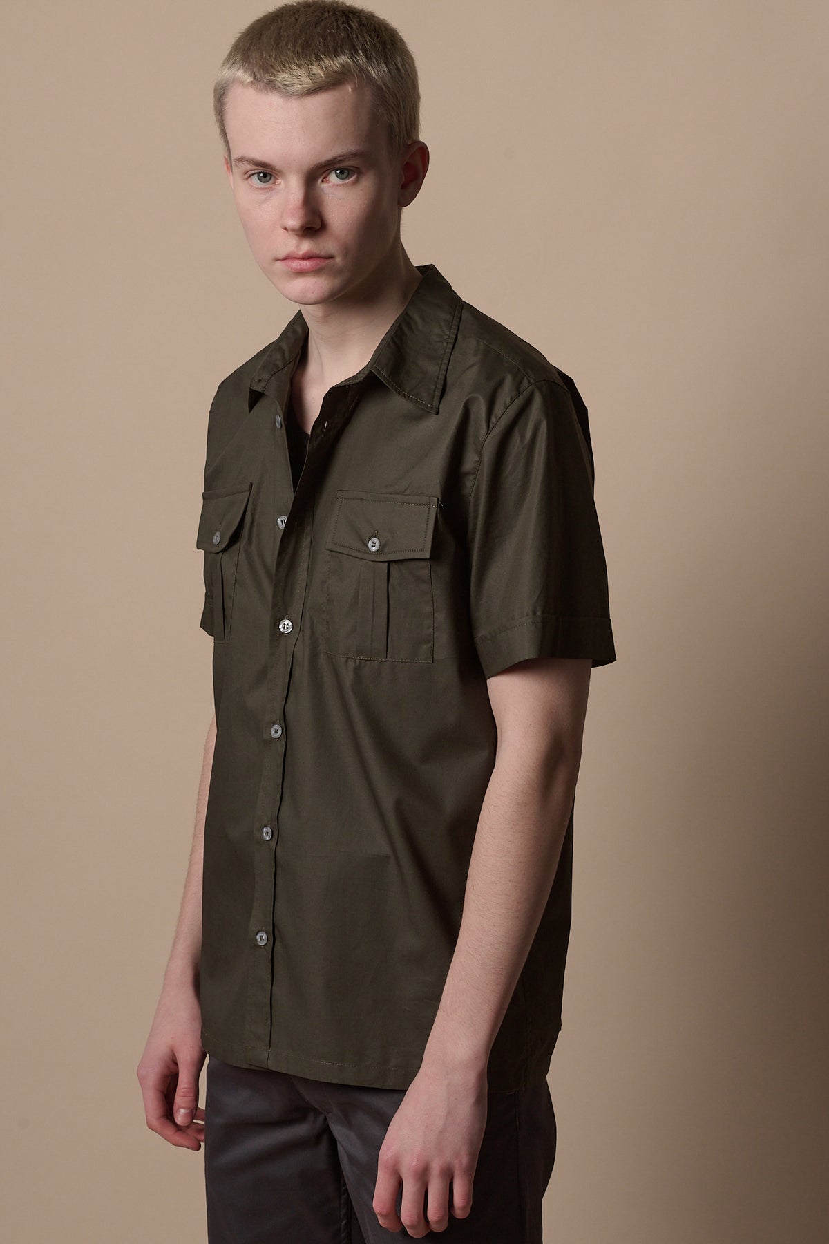 Men's Tom Short Sleeve Military Two Pocket Shirt - Olive