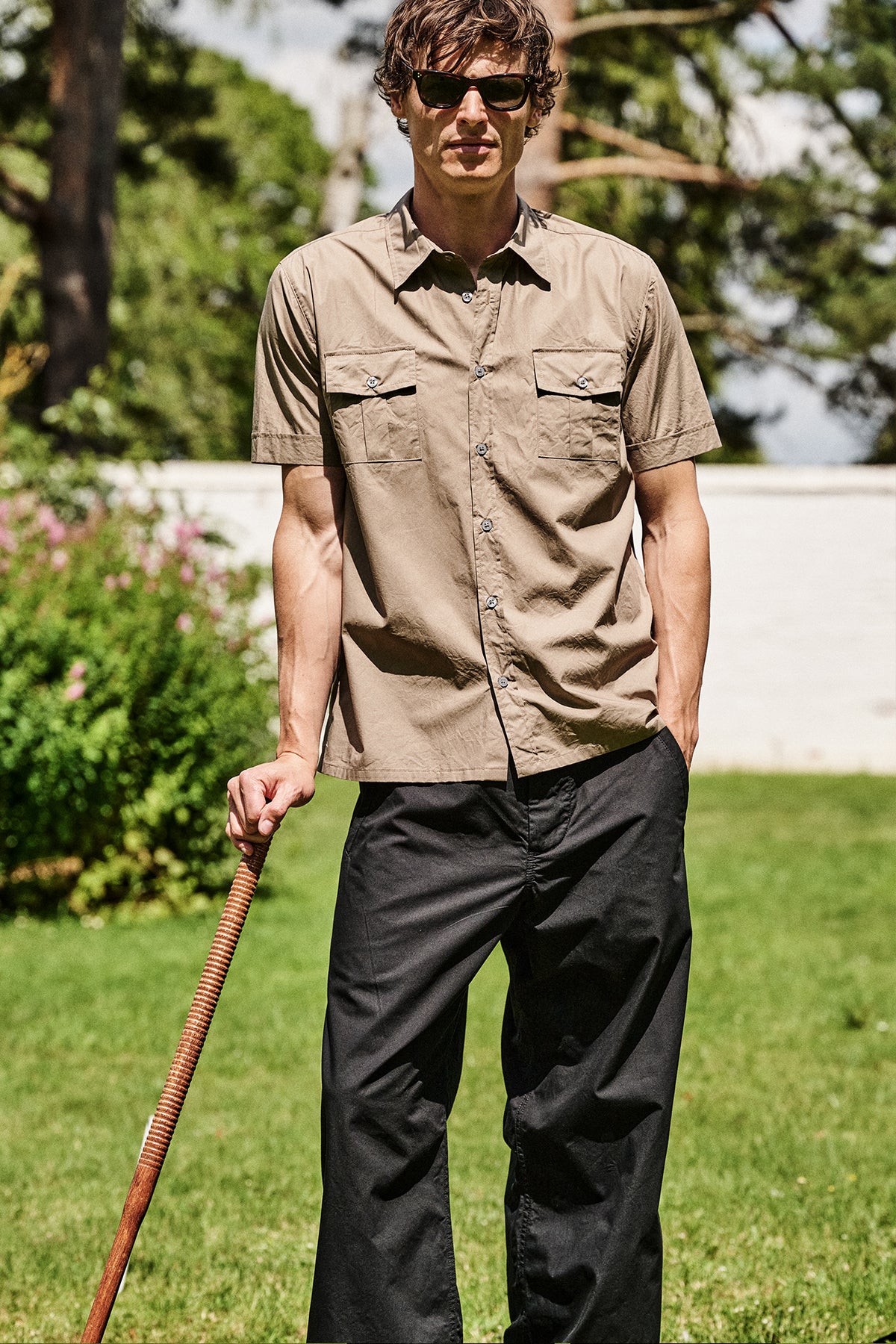 Men's Tom Short Sleeve Military Two Pocket Shirt - Khaki