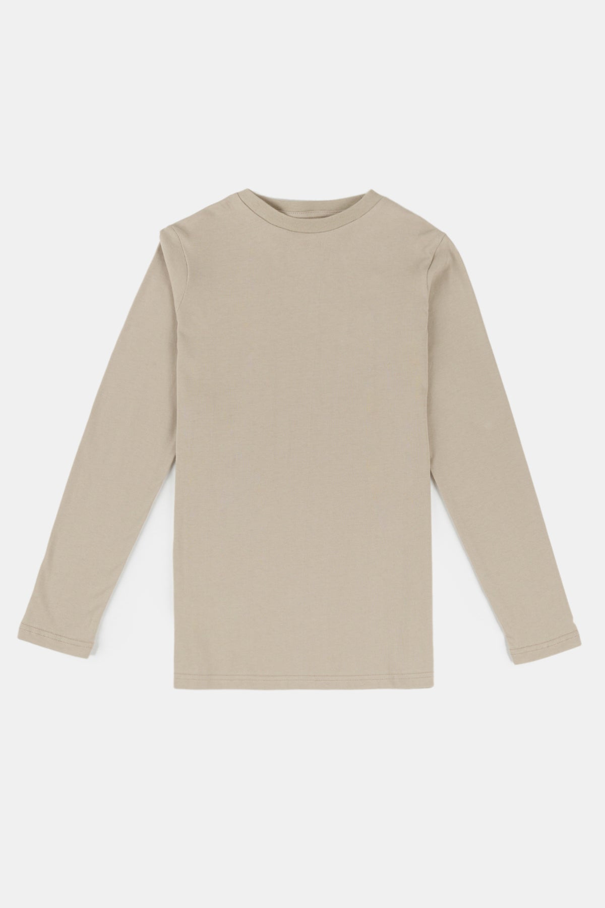 Stone long-sleeve shirt on a white background