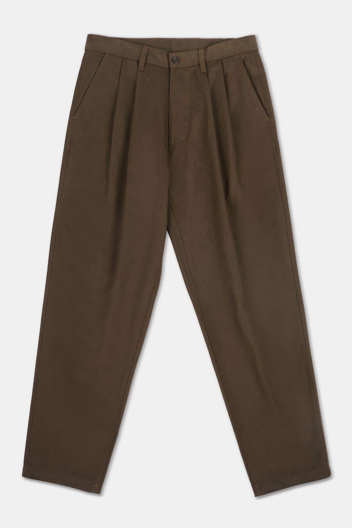 Mens Heavier Weight Pleated Chino - Chocolate