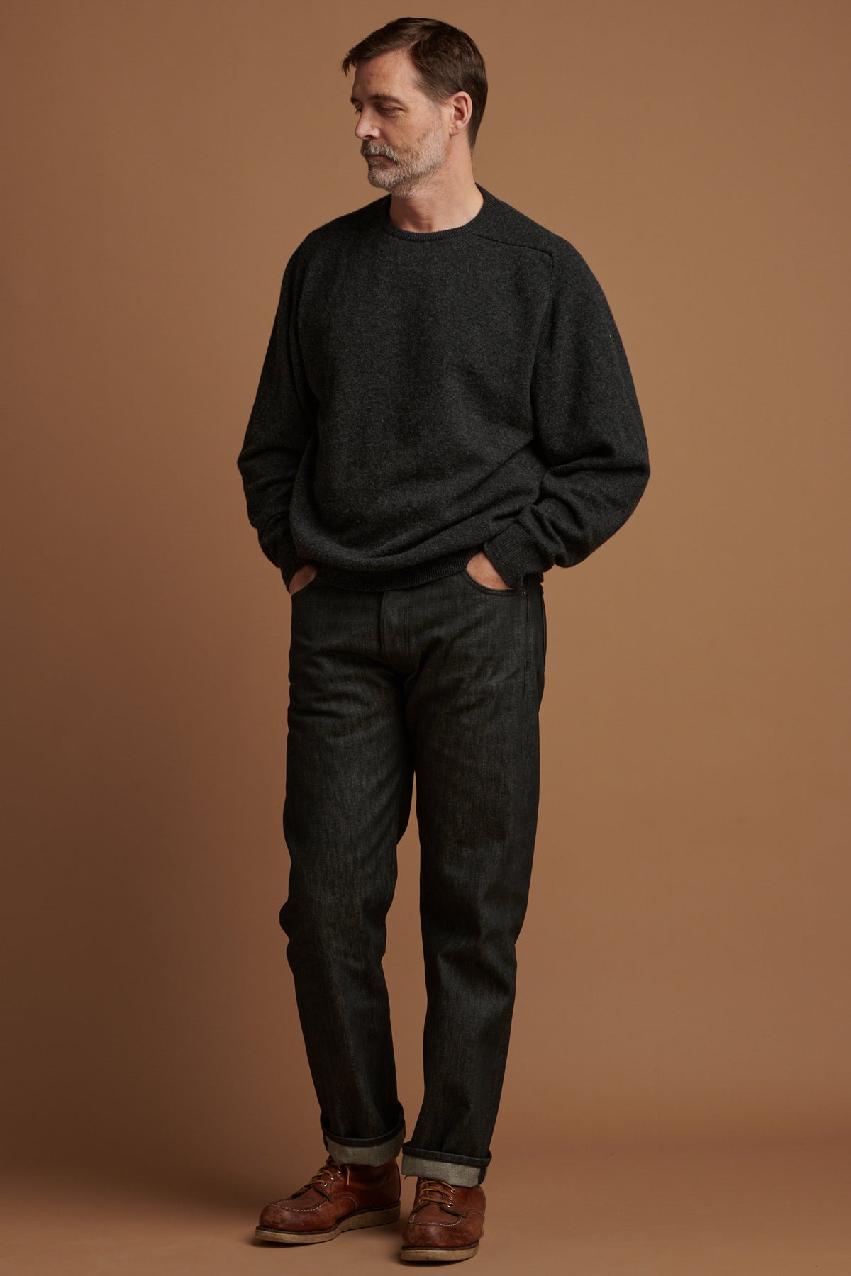 Men's Selvedge Loose Fit Button Fly Arran Jean-Blk