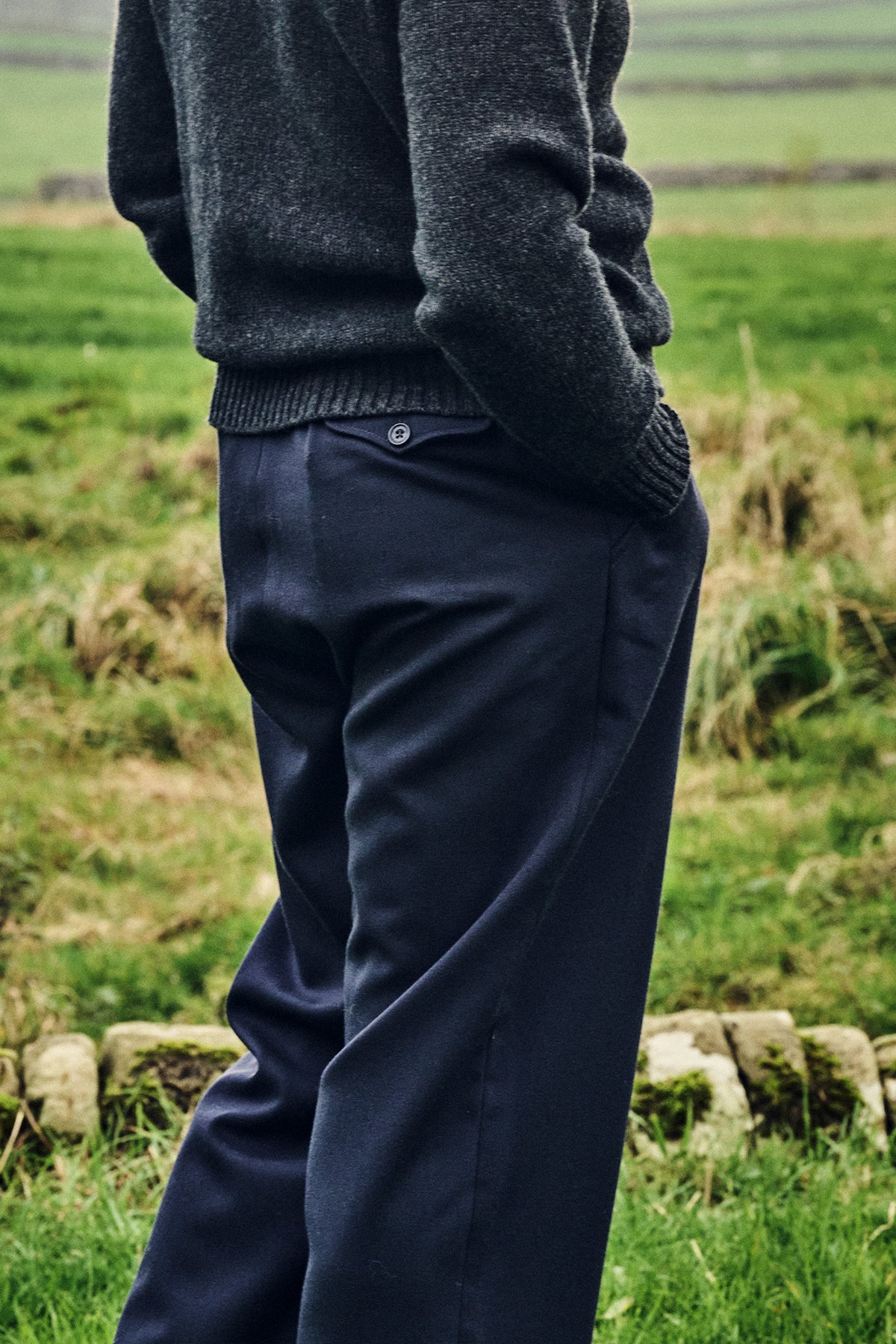 Mens Archie Wool Trousers - Navy