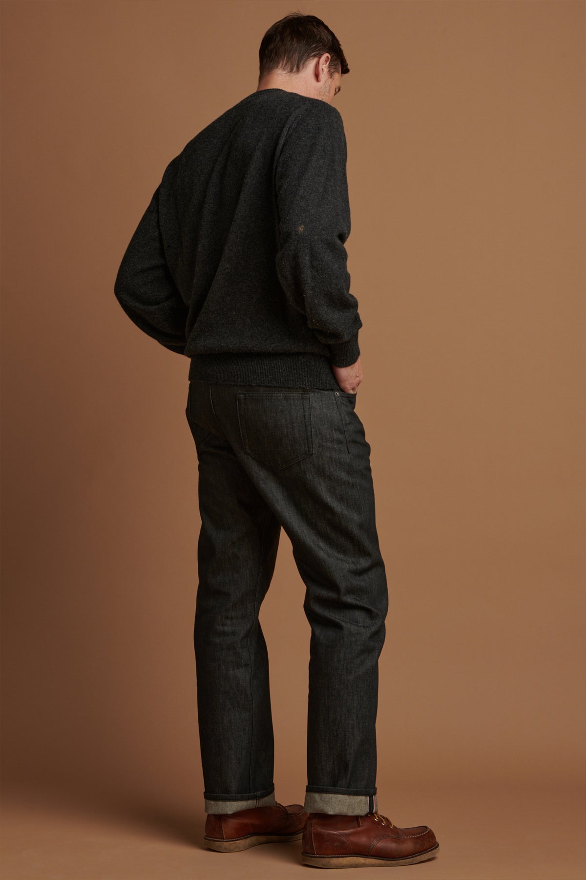 Men's Selvedge Loose Fit Button Fly Arran Jean-Blk