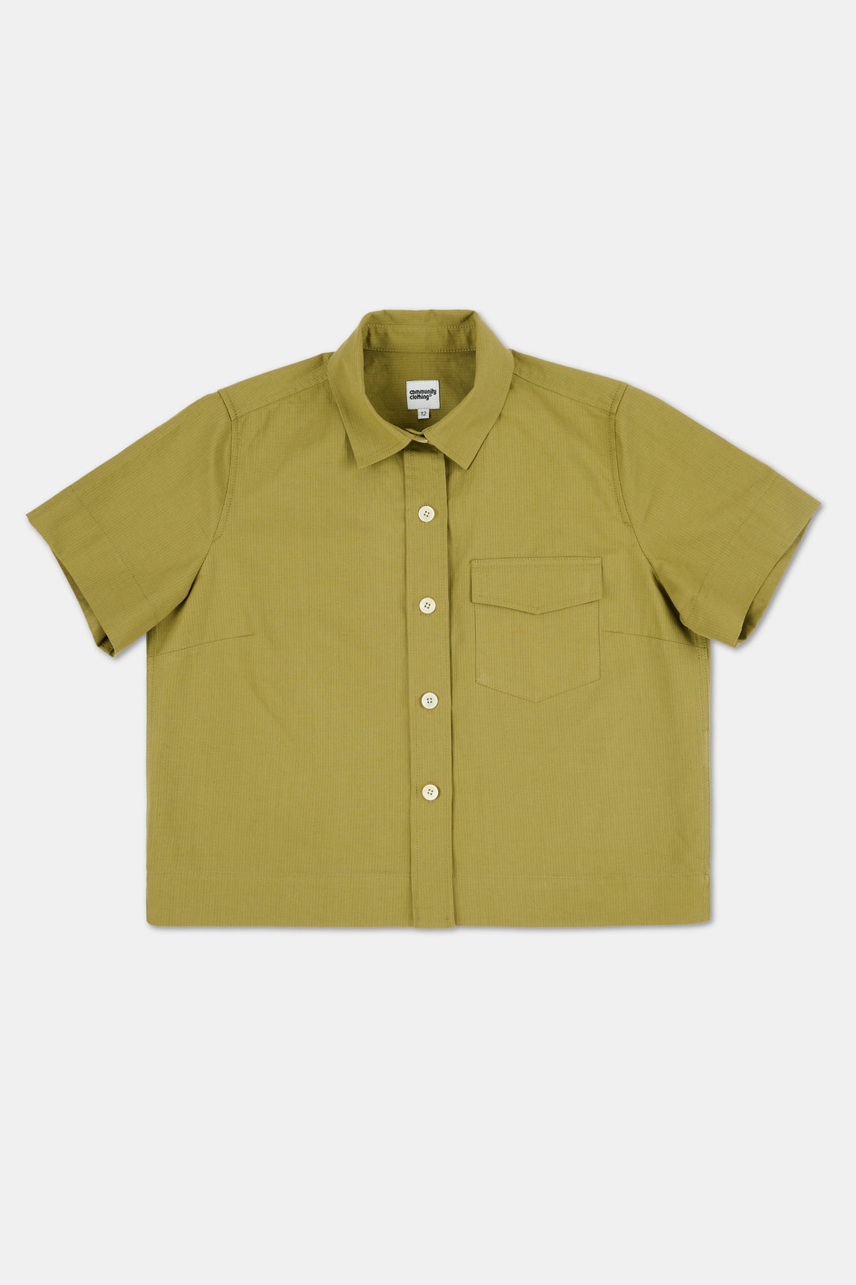 Penny Cropped Shirt Cotton Hemp - Light Olive