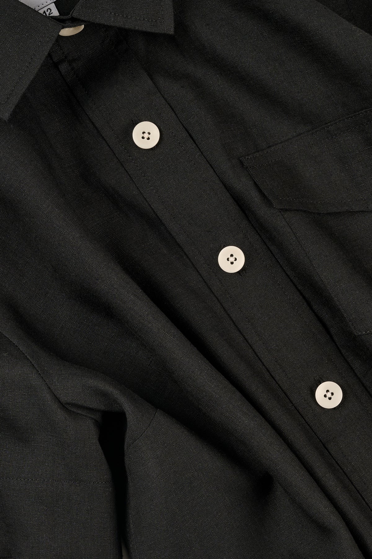Penny Cropped Shirt Linen - Black