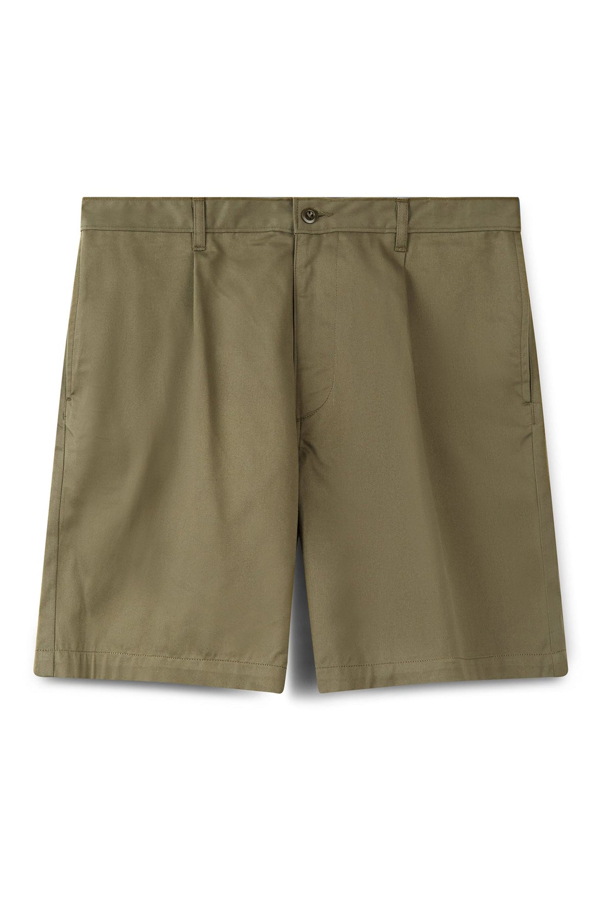 Men's Cotton Shorts - Pleated - Olive - Community Clothing