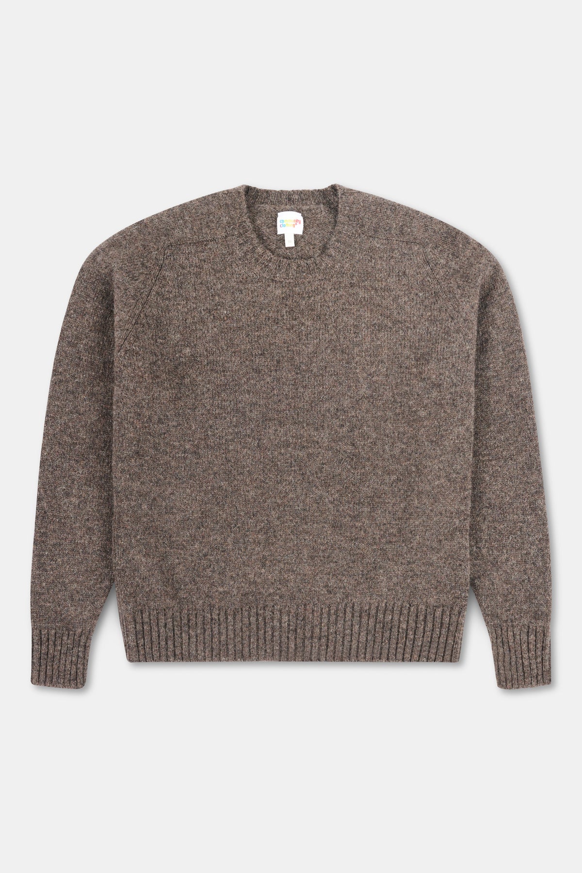 Brown jumper on white background.