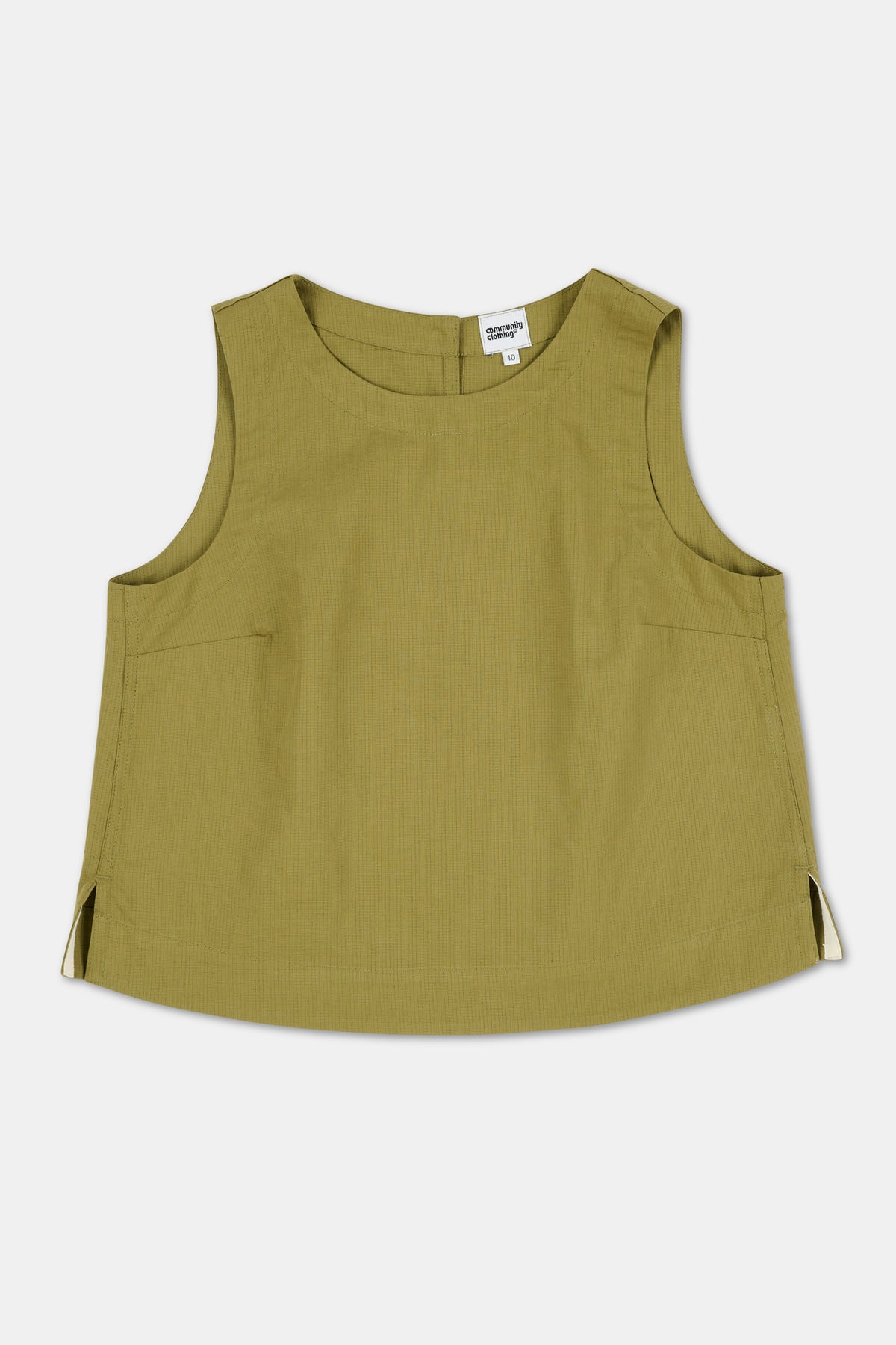 Green sleeveless top on a white background