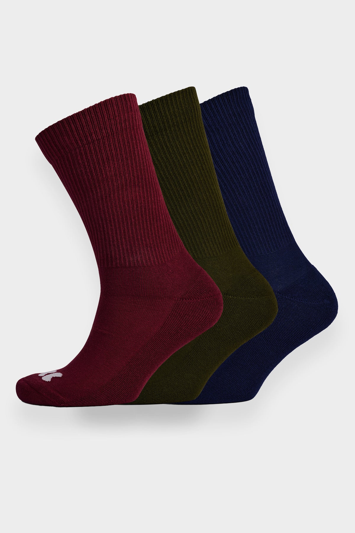 Sports Cotton Socks Calf Mixed Pack - Burgundy/Olive/Navy